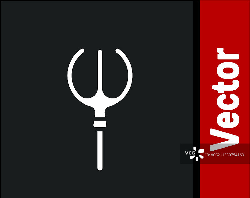 黑色背景上的白色海王星三叉戟图标图片素材