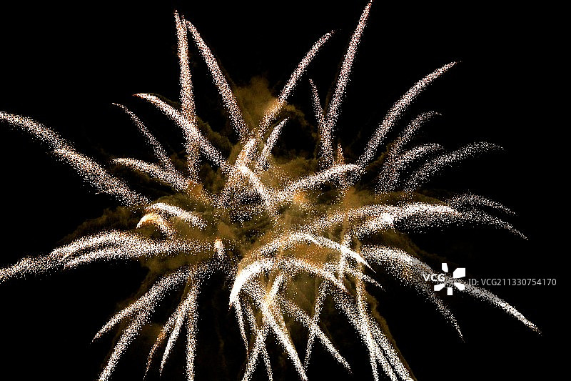 仰视：加利福尼亚州夜间烟花表演图片素材