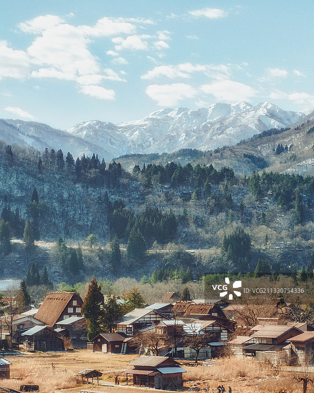 高角度的城镇景观对天空图片素材