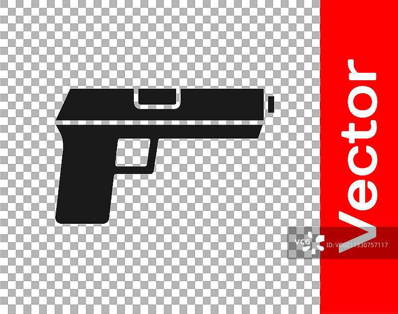 黑色手枪图标，透明背景图片素材