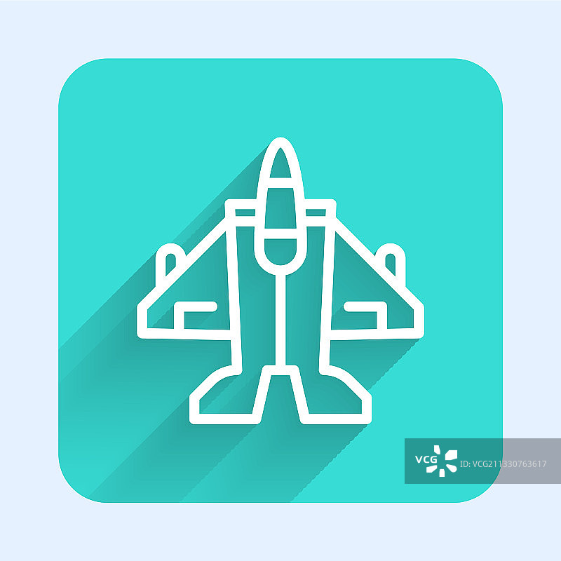 带有长影的白色线条喷气式战斗机图标图片素材