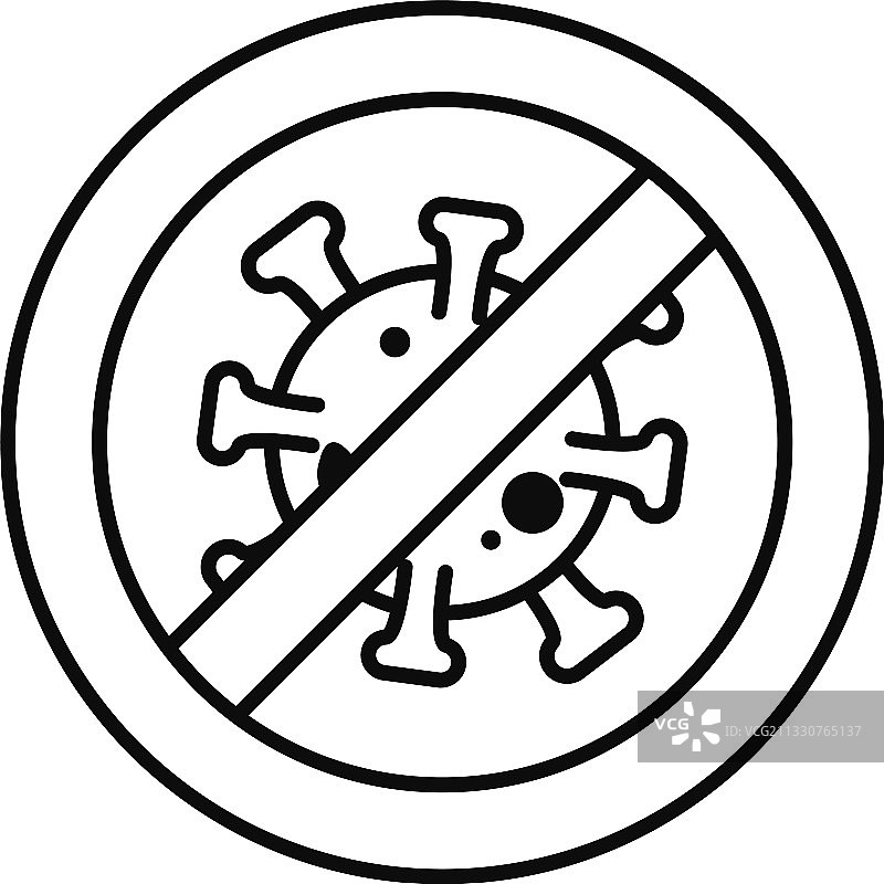 禁止新冠病毒标志线性图标图片素材
