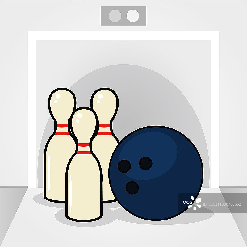 保龄球瓶和球的线条填充风格图片素材