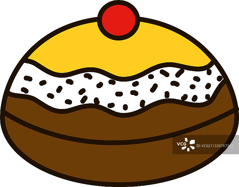 光明节甜甜圈图标线条填充风格图片素材