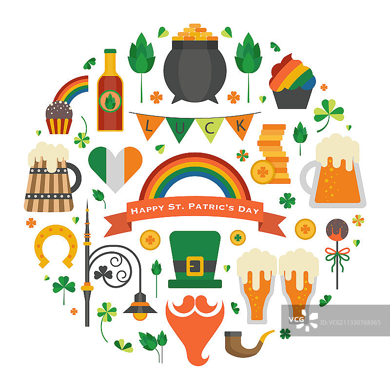 圆形圣帕特里克节符号图案图片素材