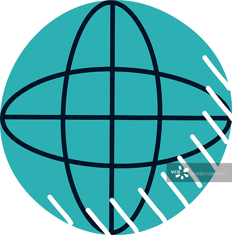 全球球体图标，半线半色风格图片素材