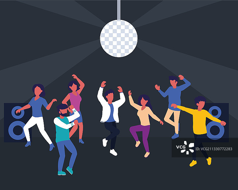 迪斯科俱乐部人物舞蹈彩色设计图片素材