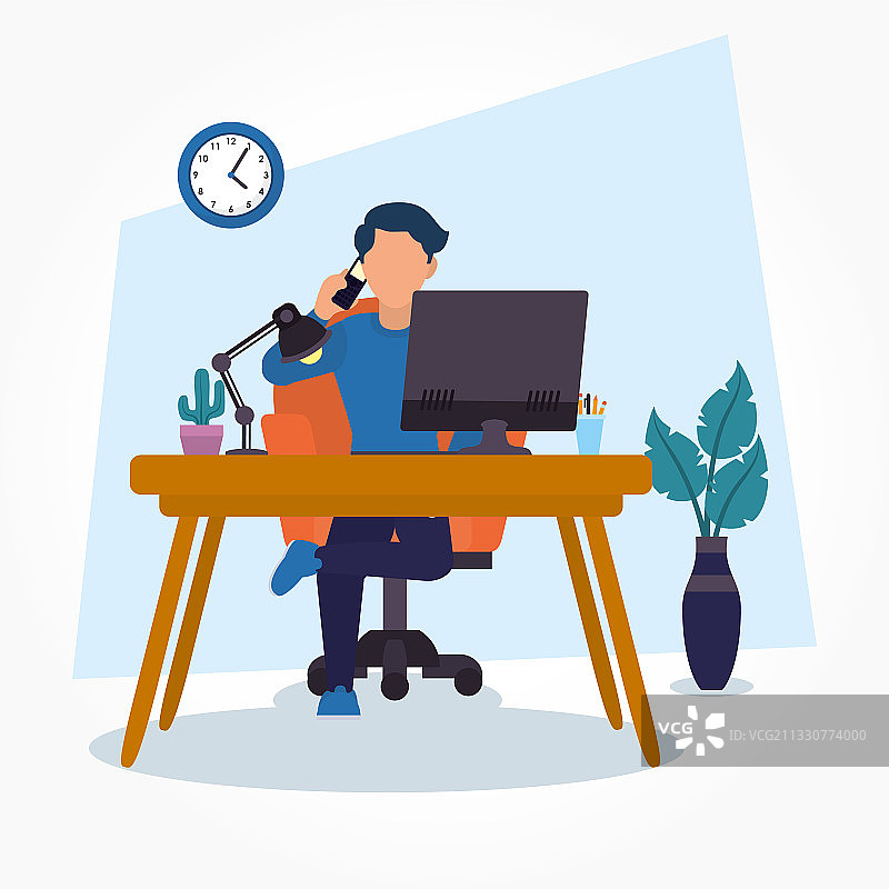 居家办公男士的日常生活设计图片素材
