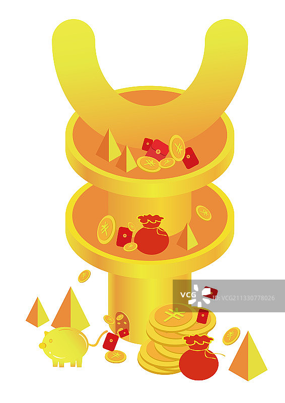 财源广进2.5D矢量插画图片素材