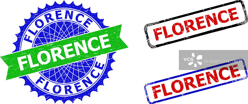 佛罗伦萨双色玫瑰花结矩形印章图片素材