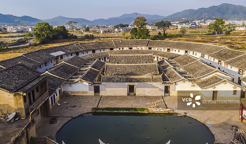 福建,上杭,麻子坝,围屋,航拍图片素材