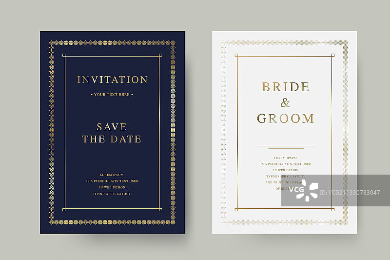 复古豪华婚礼请柬图片素材