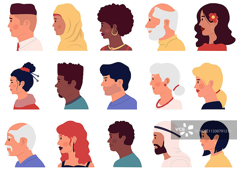 卡通人物面部侧面轮廓图片素材