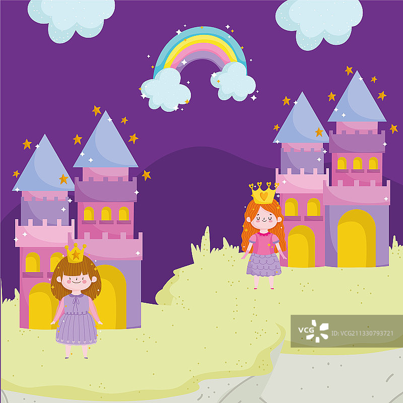 公主童话卡通公主城堡角色图片素材