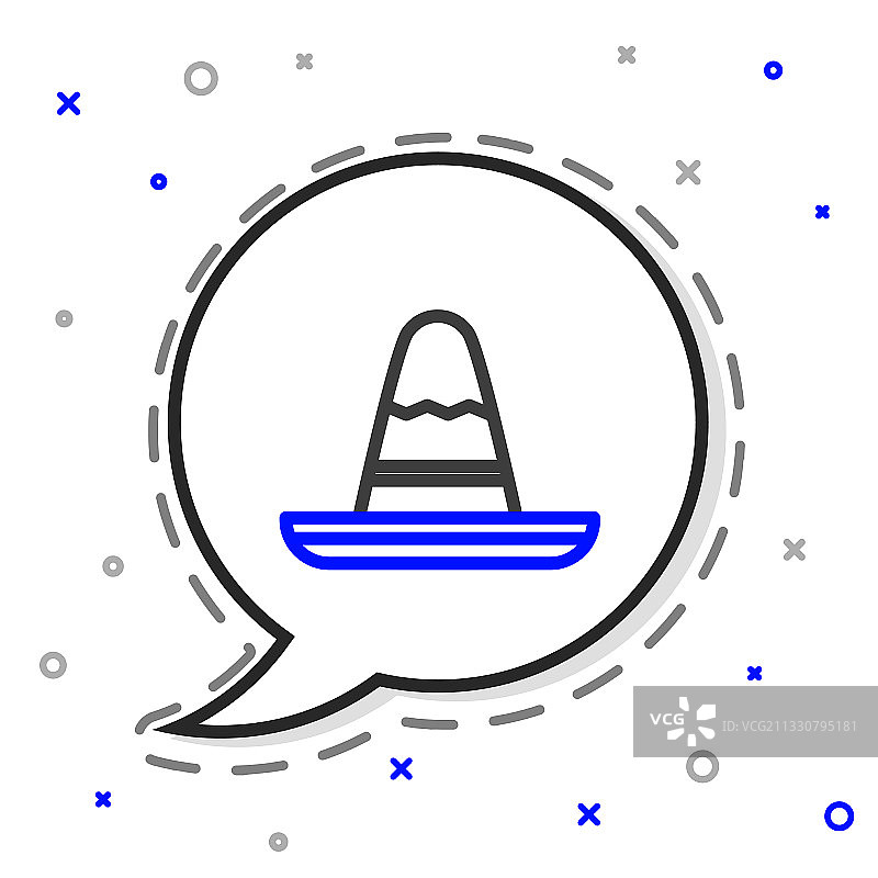 墨西哥传统阔边帽线条图标图片素材