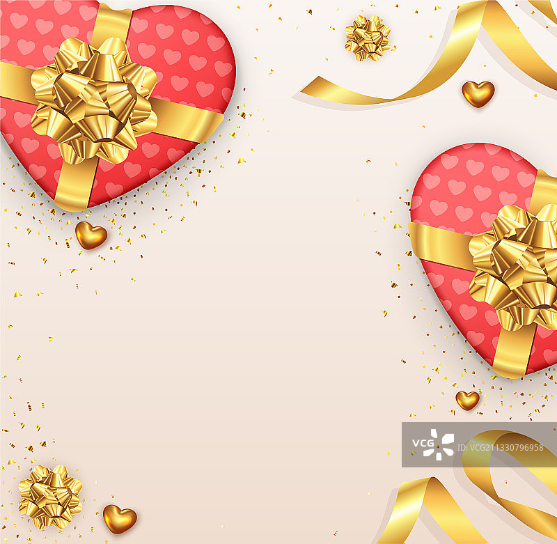 带有蝴蝶结和丝带的情人节背景图片素材