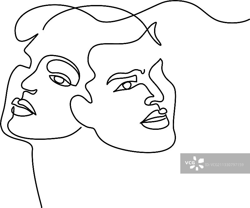 相爱的男女情侣接吻肖像图片素材