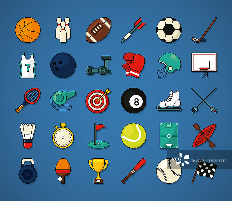 运动图标线条填充样式图片素材