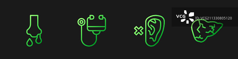 耳聋流鼻涕听诊器线条图片素材