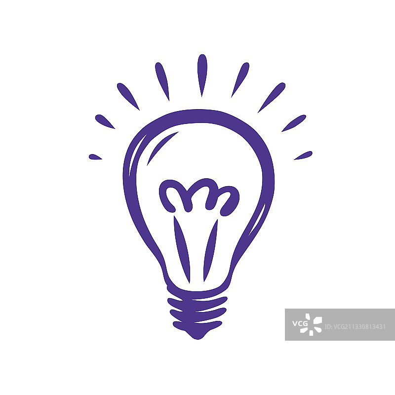 手绘涂鸦闪亮灯泡图片素材