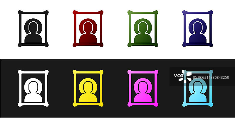 黑色和白色背景上的基督教图标合集图片素材