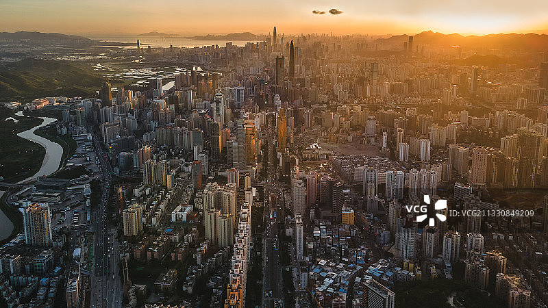 广东省深圳市罗湖区建筑群航拍图片素材