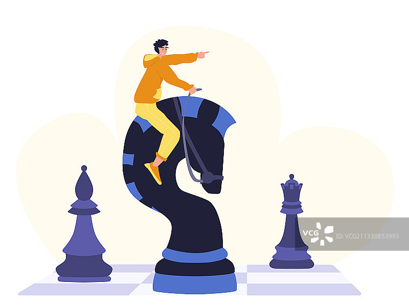 流行的扁平风国际象棋游戏图片素材