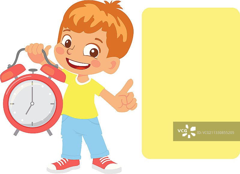 男孩指向日程表图片素材