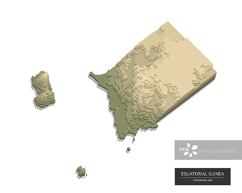 赤道几内亚地图-3D数字高海拔图片素材