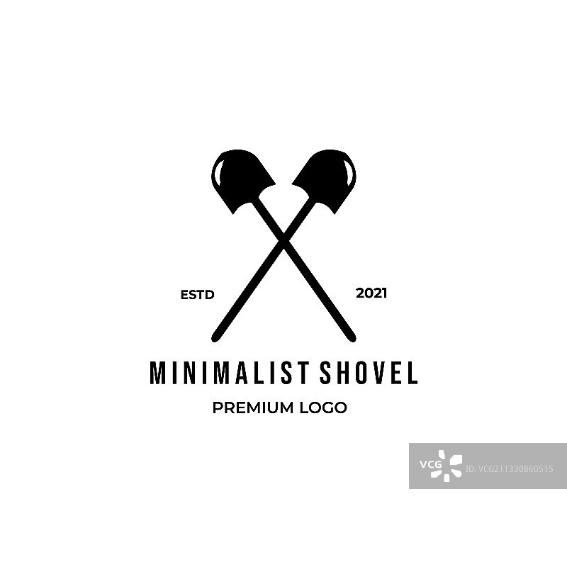 铲子logo极简复古设计图片素材