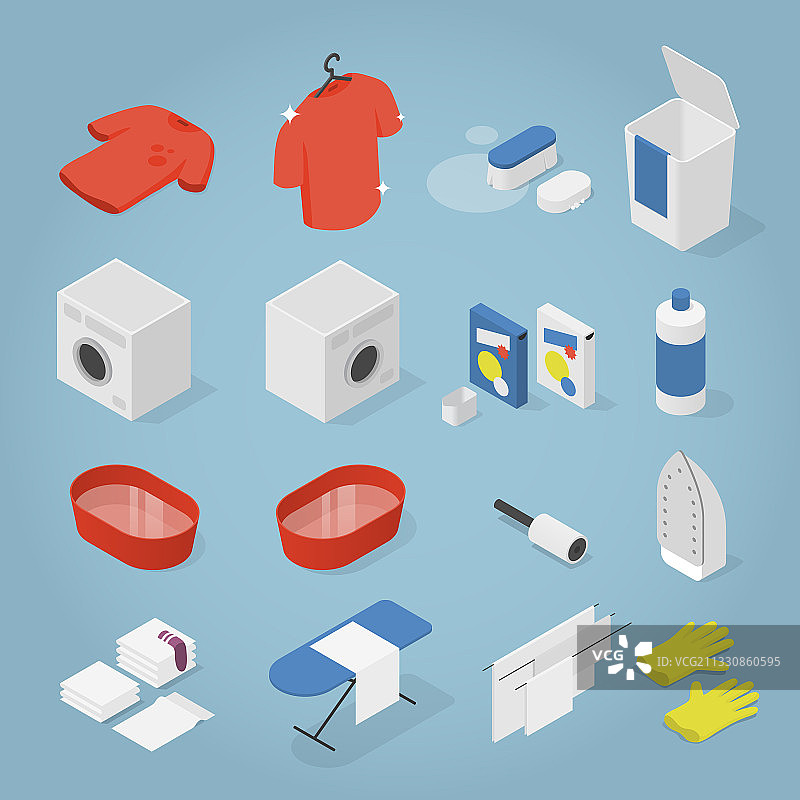 2.5D洗衣物品集合图片素材