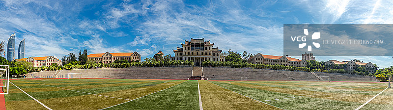 厦门大学上弦场与芙蓉楼群全景图片素材