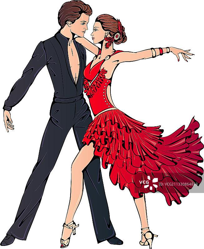 年轻夫妇跳交谊舞和拉丁舞图片素材