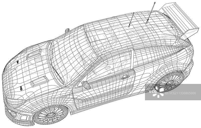 拉力赛和漂移赛车线框图图片素材