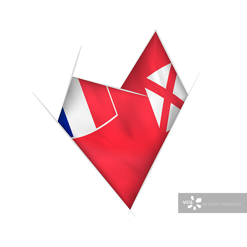 瓦利斯和富图纳群岛国旗手绘心形图案图片素材