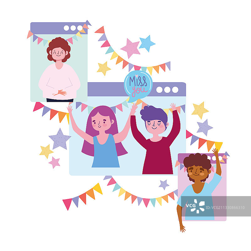 虚拟派对人物聚会庆祝活动图片素材