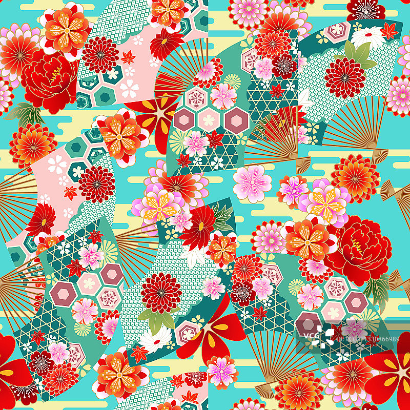 扇子无缝壁纸图片素材