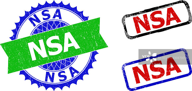 NSA花结和矩形双色邮票图片素材