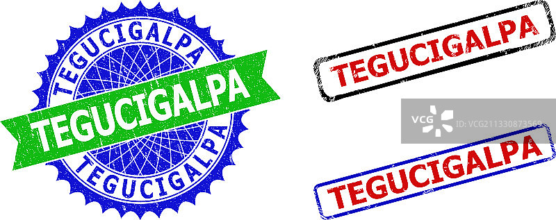 特古西加尔巴花环和矩形双色印章图片素材