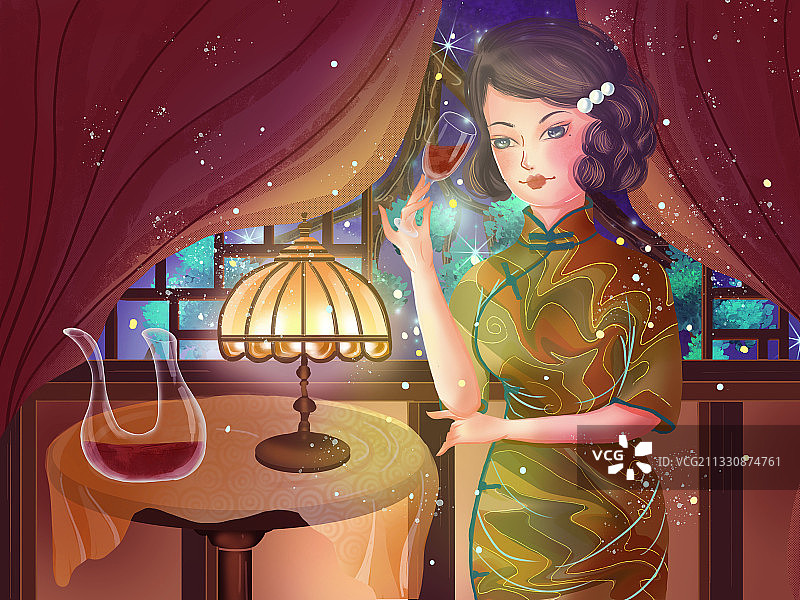 民国旗袍小姐姐图片素材