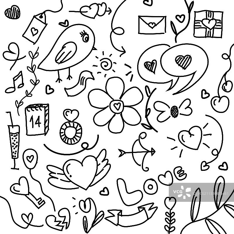 手绘元素涂鸦黑线合集图片素材