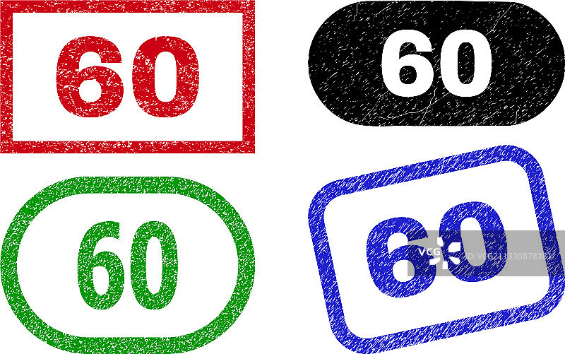 60个带划痕纹理的长方形水印图片素材