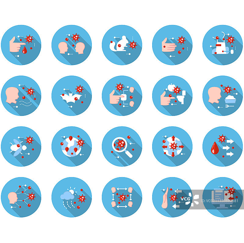 疾病传播概念扁平图标合集图片素材