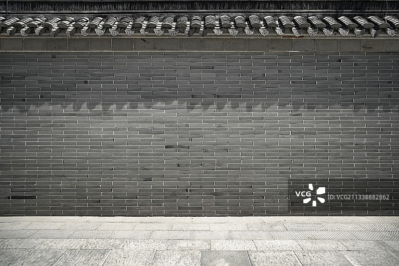 古民居灰砖墙围墙背景图片素材