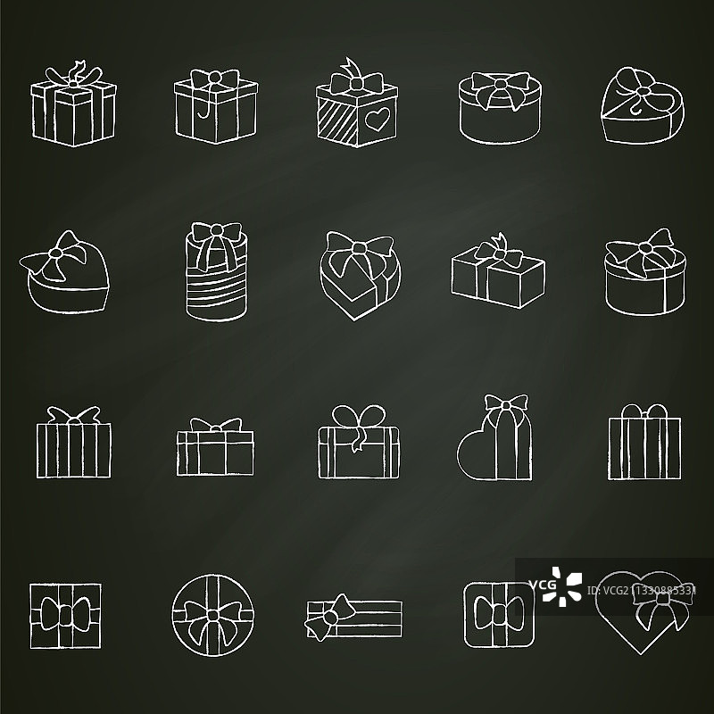 礼品粉笔图标套装图片素材