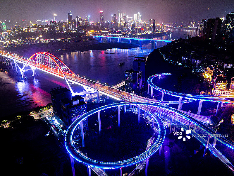 2021改造升级后的苏家坝立交，菜园坝大桥，3D魔幻重庆！图片素材