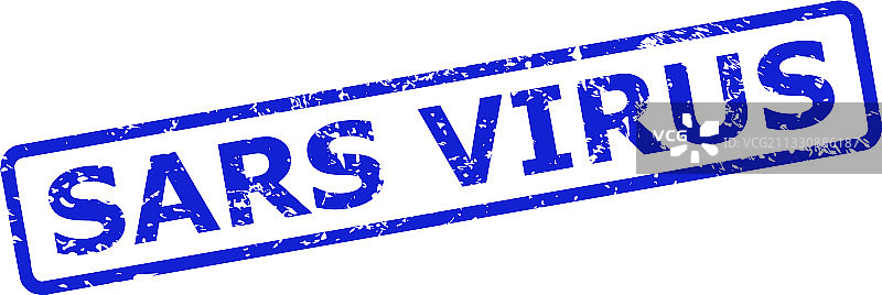 带有污垢表面和圆角的SARS病毒图章图片素材