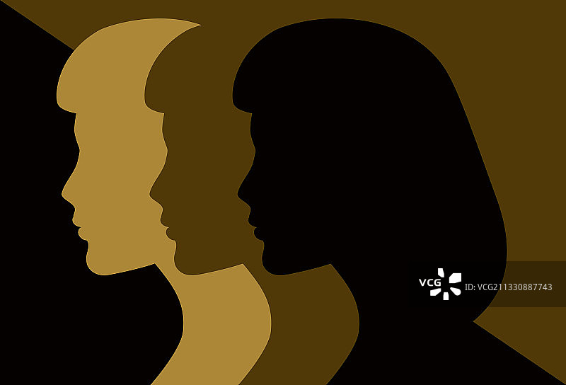 三个女性的侧面轮廓图片素材