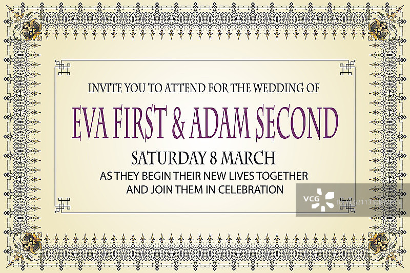 婚礼请柬装饰边框设计图片素材
