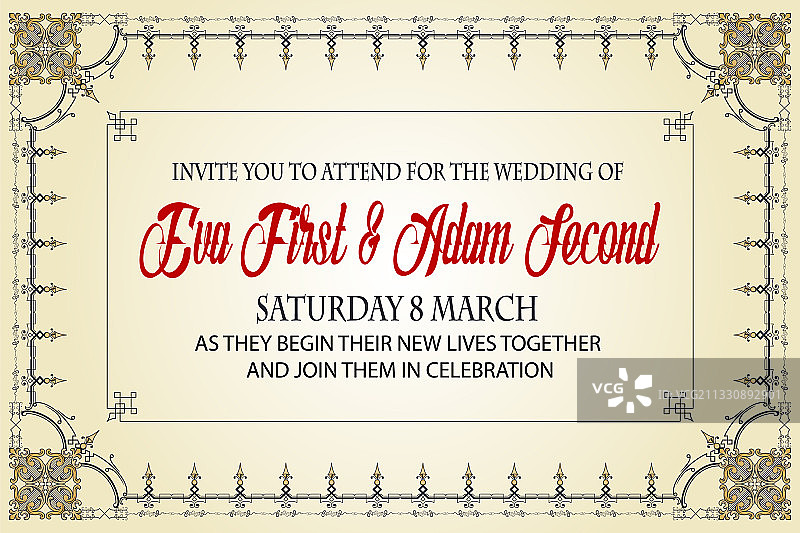 婚礼请柬装饰边框设计图片素材